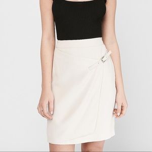 Express - Cream Buckle Wrap Skirt - New